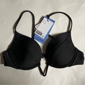 NWT Mugler x H&M Padded Bikini Top Size 6 Black